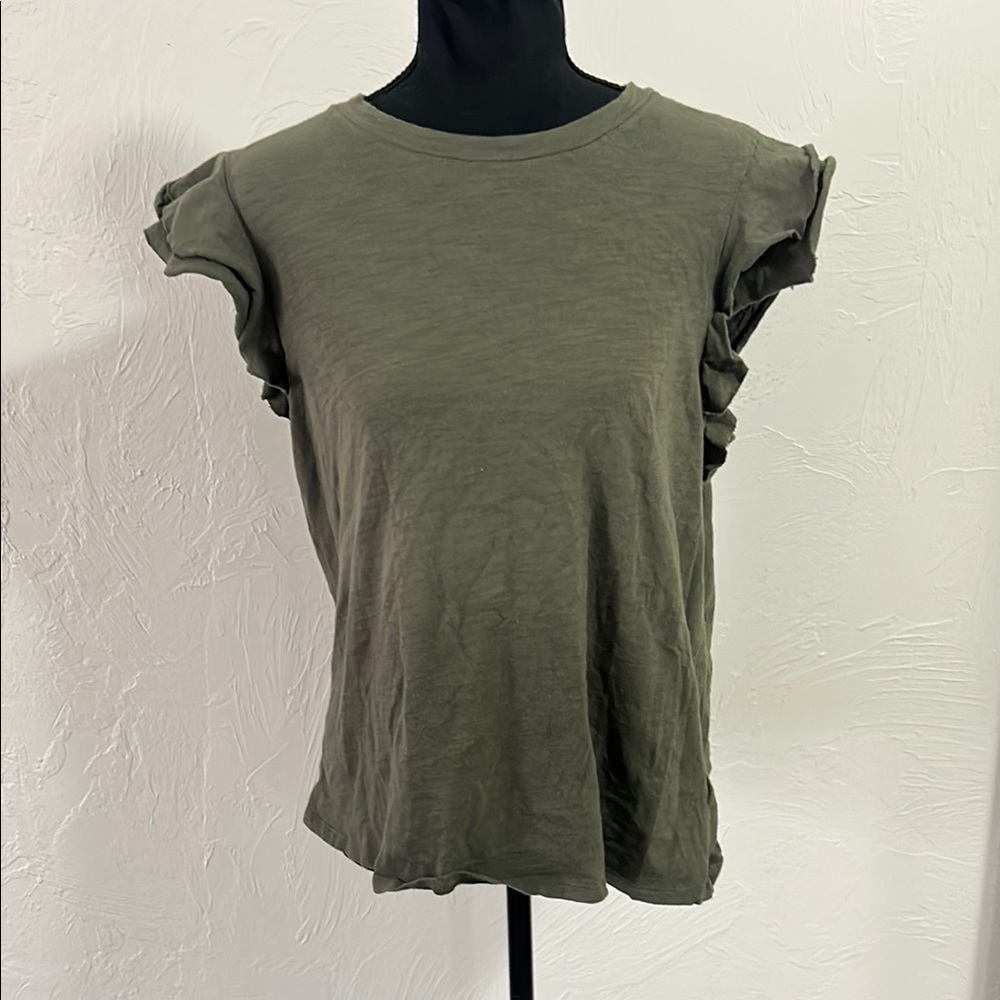 GAP Green Butterly Ruffle Short Sleeve T-Shirt